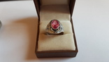 Советский перстень, серебро 875 пробы. Розовый камень. Размер 20., фото №5