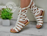 Римские сандалии, босоножки римлянки белые 37 размер, фото №3