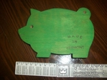 Свинка деревянная зеленая с надписью Made in Vermont., фото №2