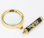 Лупа диаметр 90 мм ручка золотой дракон, фото №6