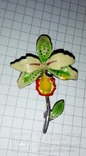 Брошь в виде орхидеи, серебро, эмали, Италия, фото №2