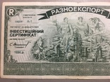 Инвестиционный сертификат «Разноэкспорт» 1994г, фото №4