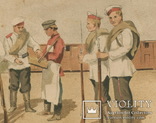Солдаты стрелкового полка и торговец. Акварель О. А. 1901 г., фото №3