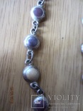Набор винтаж ожерелье и браслет мельхиор (серебрение) камни, фото №6