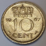 Нідерланди 10 центів, 1967, фото №2