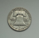 США 1/2 доллара 1952 г. (D) серебро Франклин, фото №6
