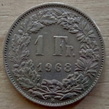 Швейцария, 1 франк 1968 В, фото №2
