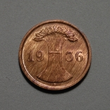 Германия - 2 Reichspfennig 1936 D - (UNC), фото №3