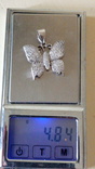 Метелик з камінням S925, а з іншої сторони герб України, вага 4,84 грм., фото №10