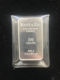 Слиток серебро 100 грамм 999 пробы Лондон, фото №2