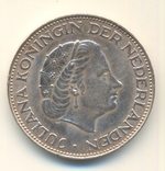 2 1/2 гульдена 1963 г. Нидерланды серебро, фото №2