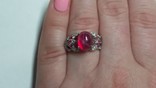 Кольцо серебряное 925 натуральный звездный рубин, рубин, белый сапфир., фото №4