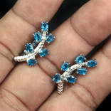 Серьги серебряные 925 натуральный ААА голубой апатит. , фото №3