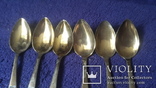 6 серебряных позолоченных  ложек в эмали проба 875, фото №5