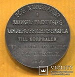 Медаль Швеция 1914 г. 1 мировая война.флот якорь пушка серебро 24,5 гр, фото №3