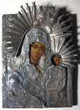 Старинная серебряная икона Казанской Божией Матери, фото №2