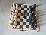 Маленькие шахматы СССР без 3 фигур, на картонной доске 16х16 см., фото №2