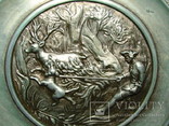 Настенная тарелка олово барельеф  Охота Германия, фото №5