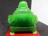 Статуэтка Будда Пекин зеленого стеклo, фото №9