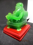 Статуэтка Будда Пекин зеленого стеклo, фото №10
