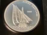 Корабль парусник 10 франков 2000 год Конго серебро, фото №4