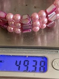 Розовый браслет с Аншлии со вставками из перламутра(новый), фото №5