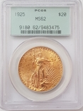 20 долларов 1925 года MS 62, фото №2