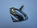 (B) Амулет (подвеска, кулон) Супермена серебро 925 (Чернение), фото №7