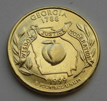 США 25 центов Позолота 1999 Джорджия, фото №2
