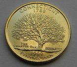 США 25 центов Позолота 1999 Коннектикут, фото №2