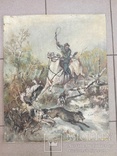 Дореволюционная картина «На охоте» 45х56, фото №2