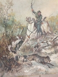 Дореволюционная картина «На охоте» 45х56, фото №5