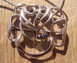 Ожерелье с кулоном, серебро, голубые камни., фото №4