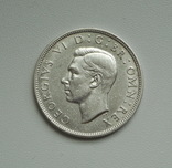 Великобритания, пол кроны 1940 г., Георг VI серебро, фото №5