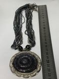 Ожерелье из биссера с большим круглым кулоном с Англии, фото №7