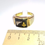Мужское золотое кольцо с масонской символикой и бриллиантом, фото №4