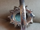 Кольцо серебро 925 проба. Зеленый камень. Размер 18, фото №8