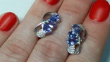 Kolczyki srebrne 925 naturalny tanzanite, cyrkon., numer zdjęcia 5