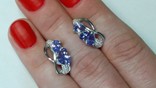 Kolczyki srebrne 925 naturalny tanzanite, cyrkon., numer zdjęcia 7