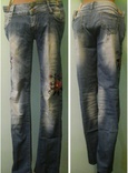 Стрейчевые джинсы с апликацией, р.M-L, фото №3