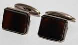 Запонки серебрянные 875 с натуральным камнем (СССР), фото №2