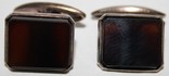 Запонки серебрянные 875 с натуральным камнем (СССР), фото №3