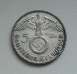 5 Марок 1937 J, Третий Рейх  Свастика, серебро, фото №6
