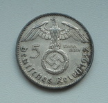 5 Марок 1937 J, Третий Рейх  Свастика, серебро, фото №8