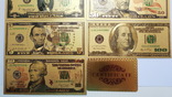 Набор золотых банкнот ДОЛЛАРЫ США (7 шт.+сертификат), фото №7