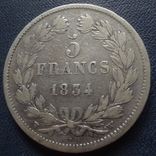 5 франков 1834 Франция  серебро  (,3.4.5)~, фото №4