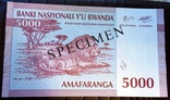5000 франків 1994 року РУАНДА  specimen /анц/, фото №2