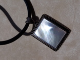 Массивный серебряный кулон с перламутром, фото №7