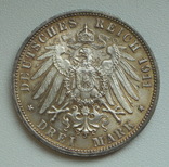Вюртемберг 3 марки 1911 г., "Серебряная свадьба Вильгельма и Шарлотты", фото №2