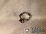 Старинное серебряное кольцо с гранатом., фото №6